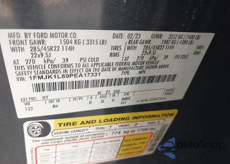 2023 Ford Expedition Platinum Max from USA, damaged, VIN 1FMJK1L89PEA17331